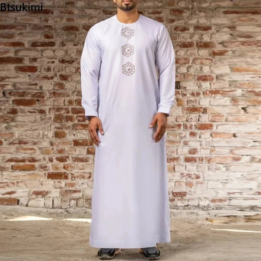 Mid East Islamic Men Clothes Muslim Fashion Abaya Men Embroidered Loose Stand Collar Long Robe Ethnic Style 2026 Man Jubba Thobe