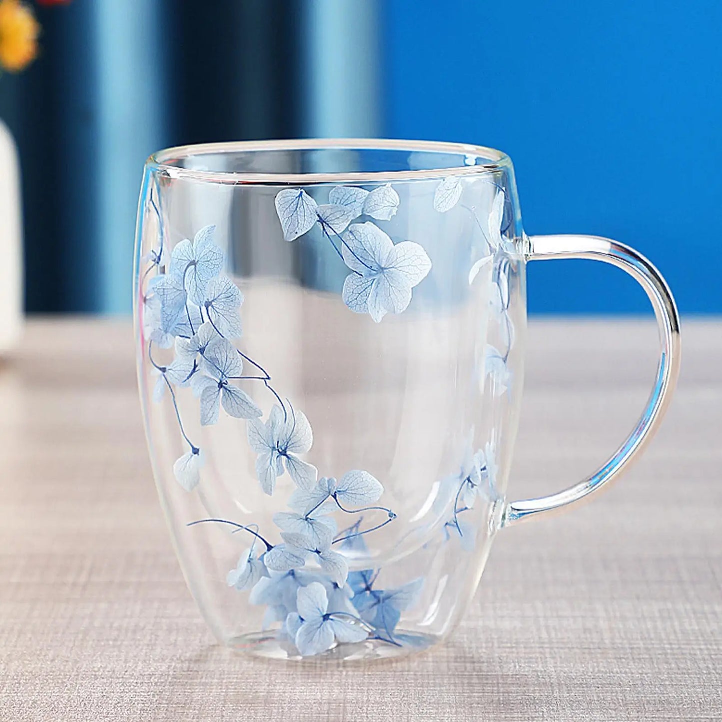Aesthetic Dried Flower Glass Mug Double-Wall Insulated & Heat Resistant Perfect for Coffee, Tea, Office & Home Decor Gifts