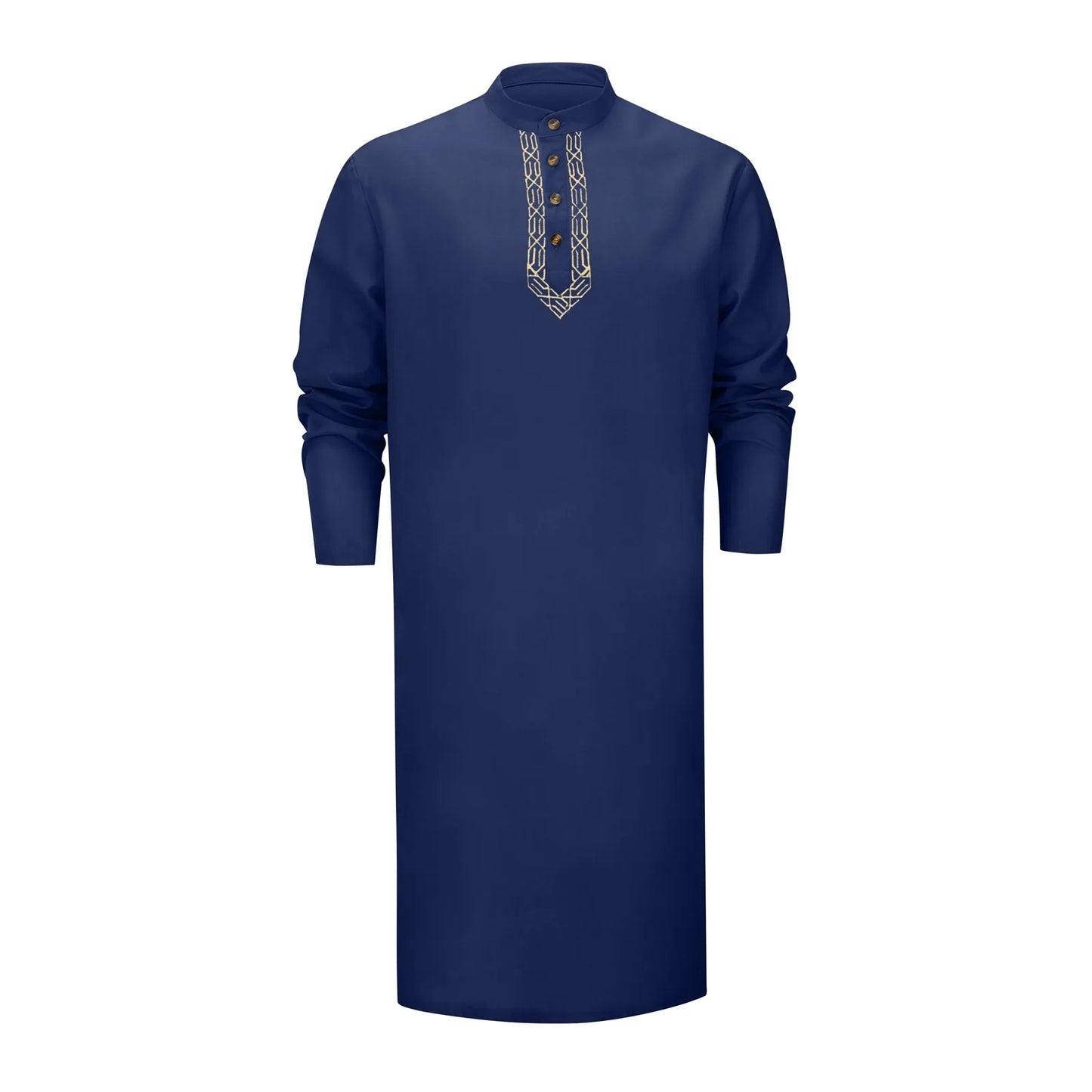 Eid Muslim Shirt Men Modest Tops Long Sleeve Button Embroidery Dubai Saudi Prayer Kaftan Robe Male Shirts Islamic Ramadan
