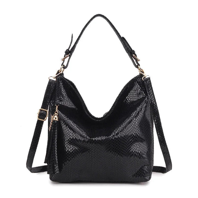 Women Shoulder Bag Girl Handbag Hobo Tassel  Big Black Ladies Hand Bag Female Casual Multifunctional Crossbody Bags for Woman