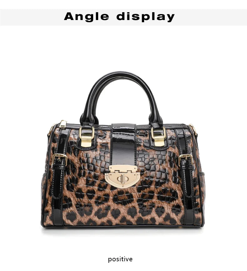 he Aidrani women's handbag, expertly made from hi - quality materials, is a luxurious leopard print Boston bag with its fashiona