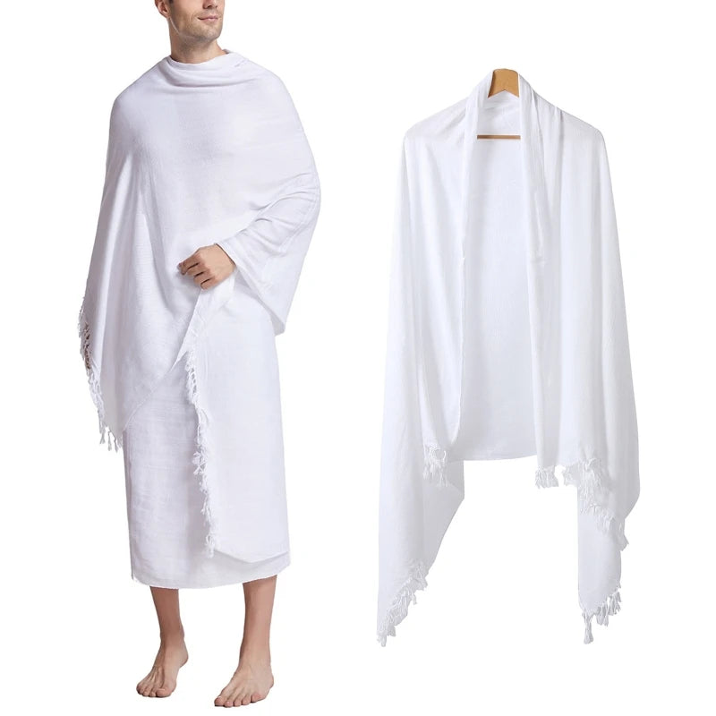 Ihram Pilgrimage Towel for Arab Mecca Hajj Clothes Men Islamic Ramadan Prayer Worship Costumes Shawl Jubba Thobe