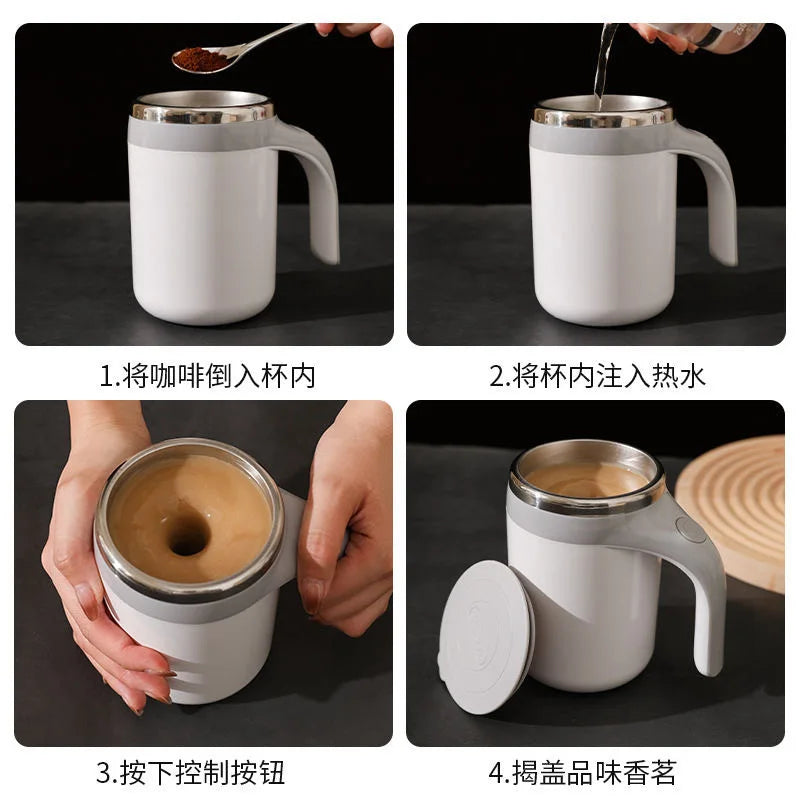 350ml Self-Stirring Mug Stainless Steel Thermal Insulation USB Rechargeable Auto Magnetic Mug Waterproof Self Mixing Coffee Cup