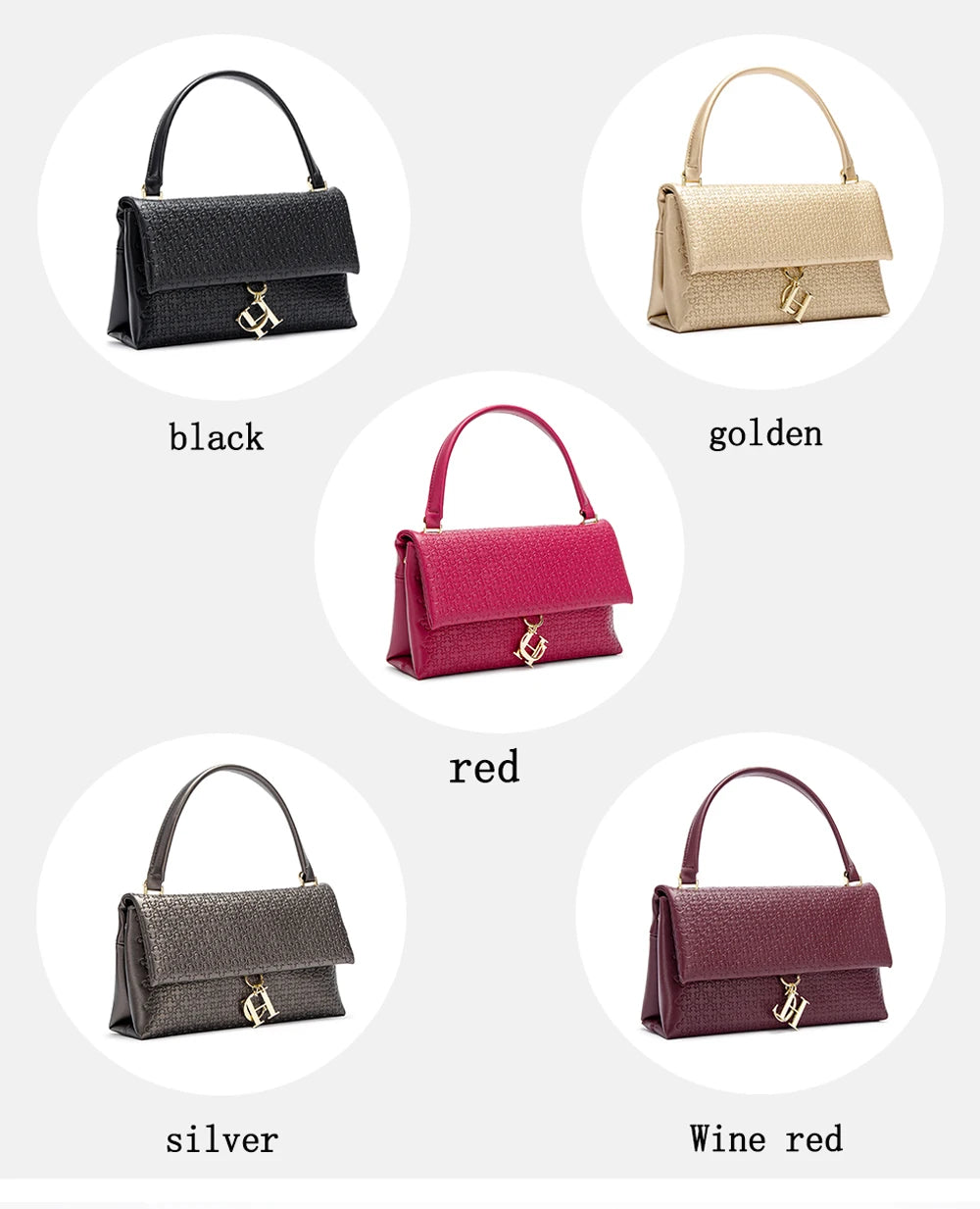 Unique Fashion Printed Women's Handbag Metal Accessories Solid Color Elegant Simplicity Women's Shoulder Bag