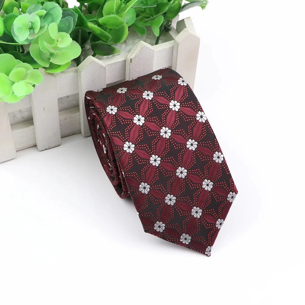 Men's 6cm Elegant Jacquard Weave Tie Vintage Embroidery Flower Rendering Pattern Necktie Business Wedding Party Accessories Gift