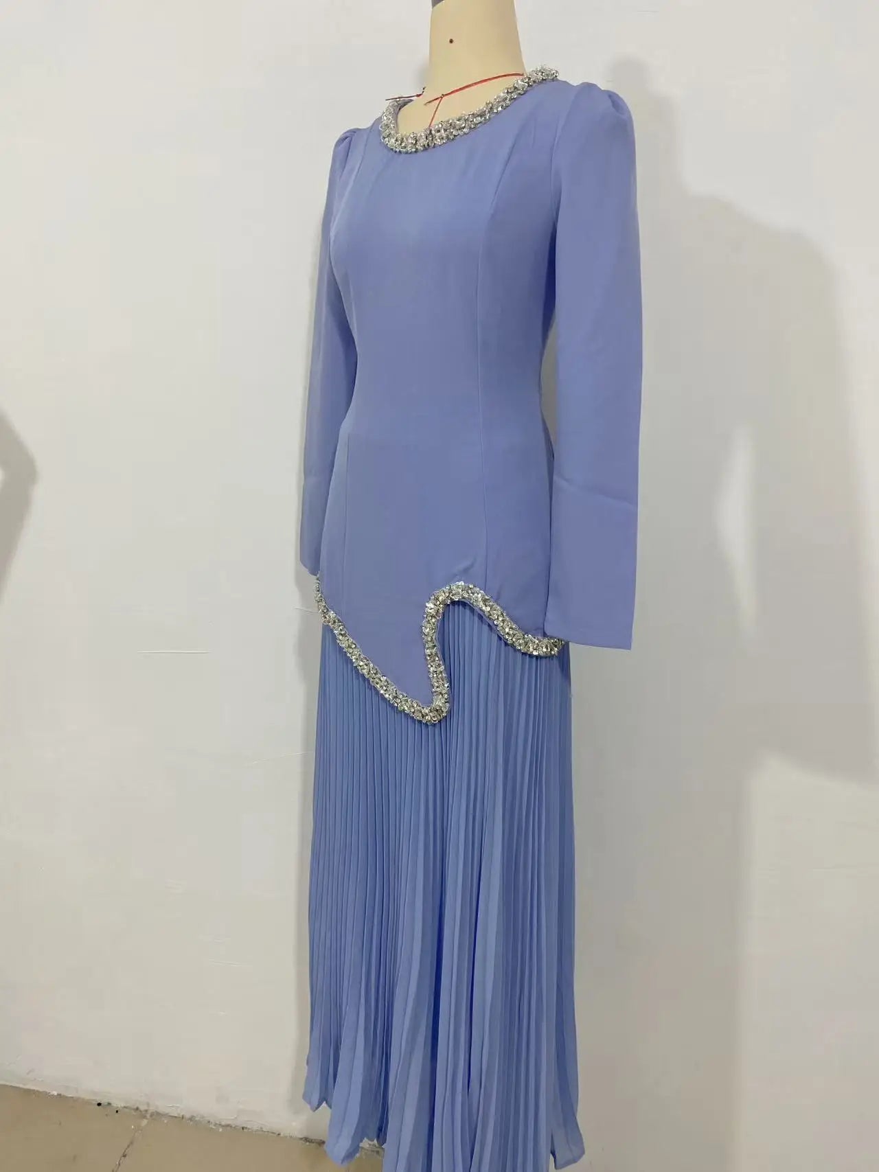 Abaya Pleated Dress Women Dubai Dresses Sequins Lace Up Islam Vestidos Long Robe Jalabiya Morocco Kaftan Eid Muslim Ramadan