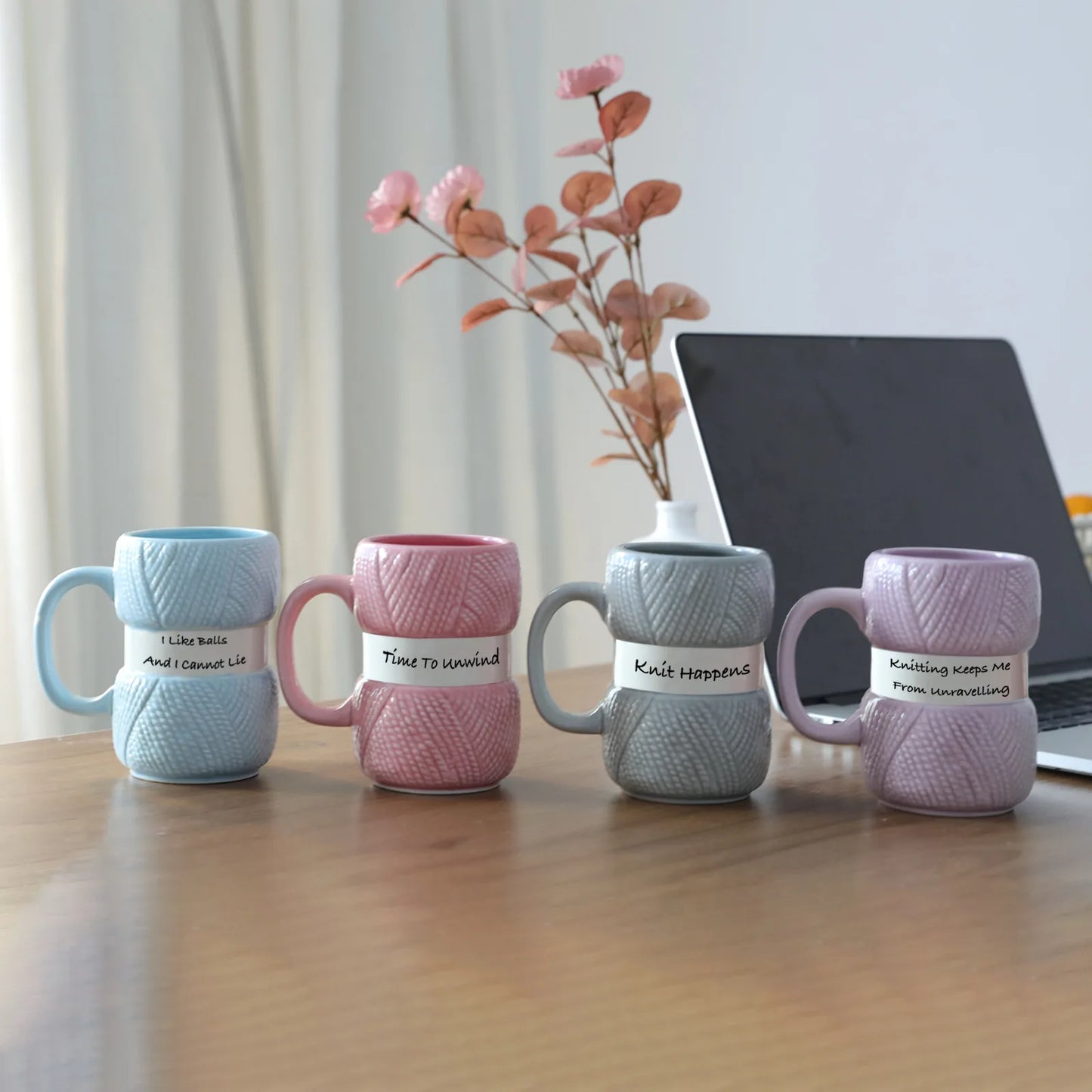 425ml Creative Knitted Pattern Gift Mug Colorful Woolen Balls Mugs Home Party Christmas Birthday Or Christmas Gift Cup