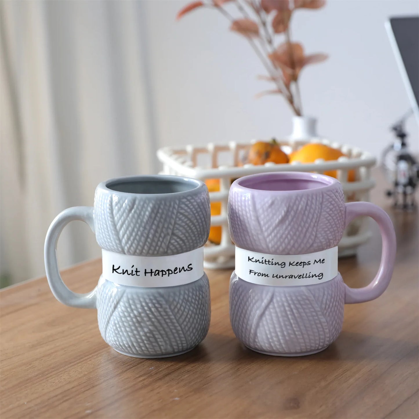 425ml Creative Knitted Pattern Gift Mug Colorful Woolen Balls Mugs Home Party Christmas Birthday Or Christmas Gift Cup