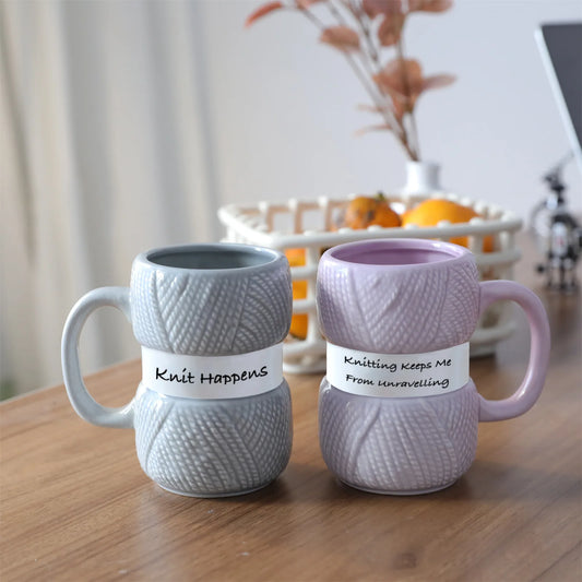 425ml Creative Knitted Pattern Gift Mug Colorful Woolen Balls Mugs Home Party Christmas Birthday Or Christmas Gift Cup