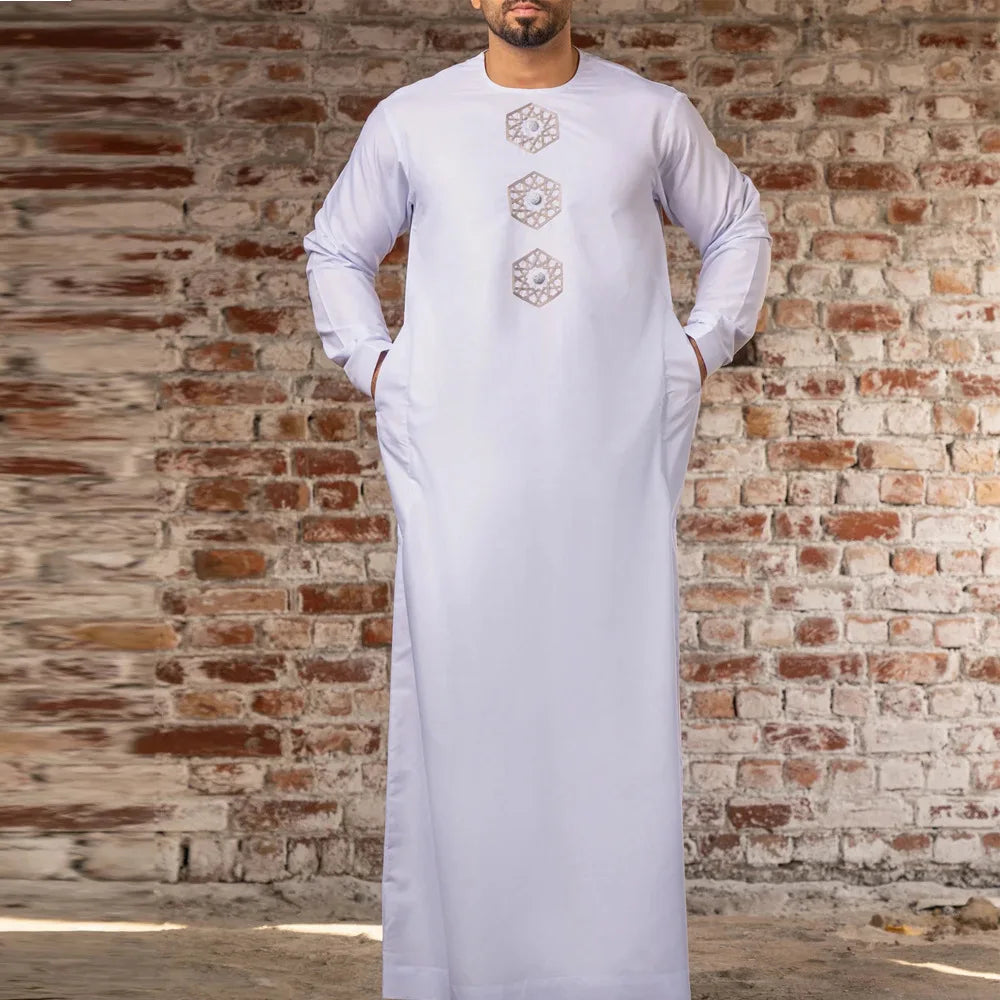 Mid East Islamic Men Clothes Muslim Fashion Abaya Men Embroidered Loose Stand Collar Long Robe Ethnic Style 2026 Man Jubba Thobe