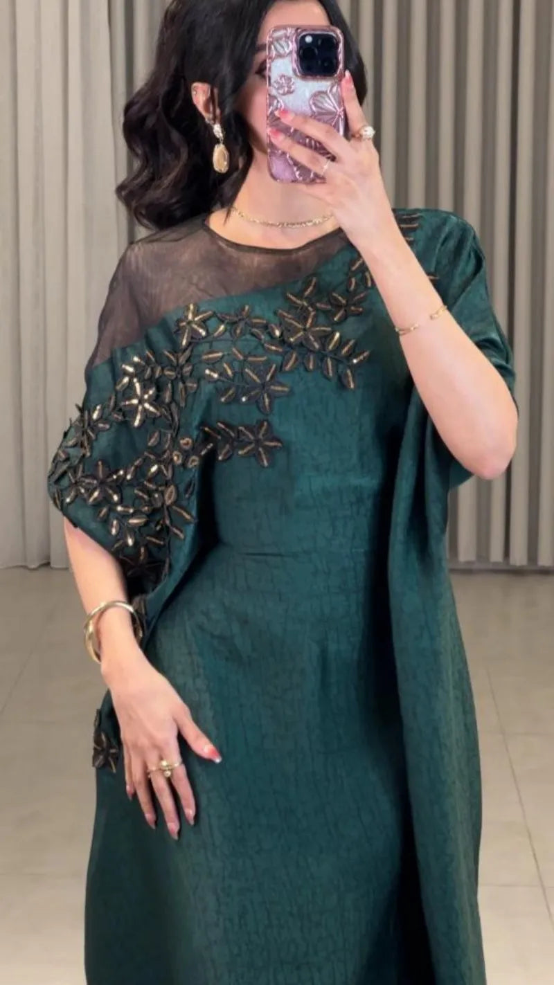 Abaya for Women Floral Lace Ethnic Moroccan Dress Muslim Dubai Attire Islamic Clothes Wedding Eid Ramadan Jalabiya