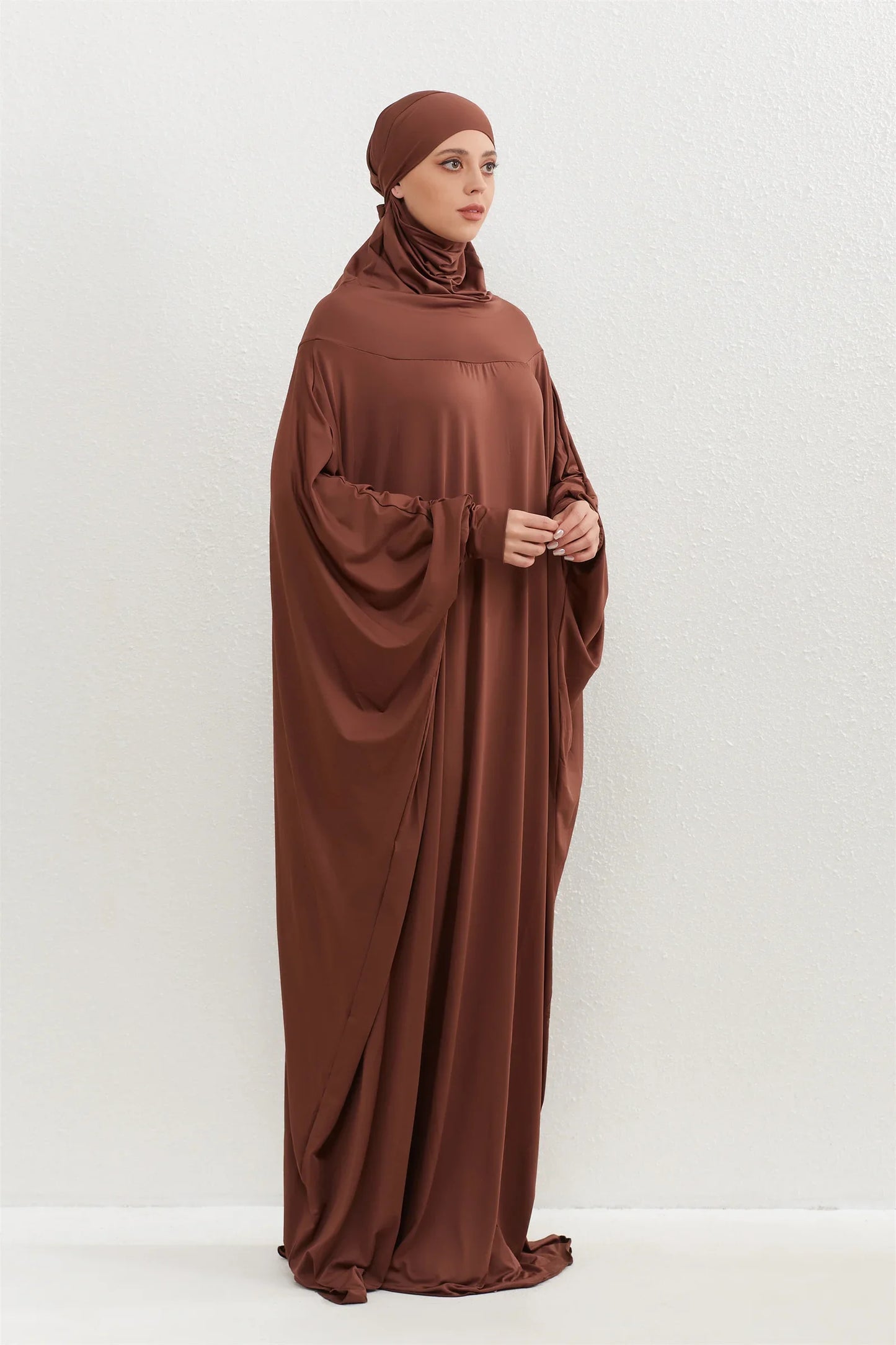 Muslim Abayas Hijab Smocking Sleeve One-piece Prayer Dress Women Jilbabs Hooded Kaftans Islamic Dubai Saudi Robe Turkish Modesty