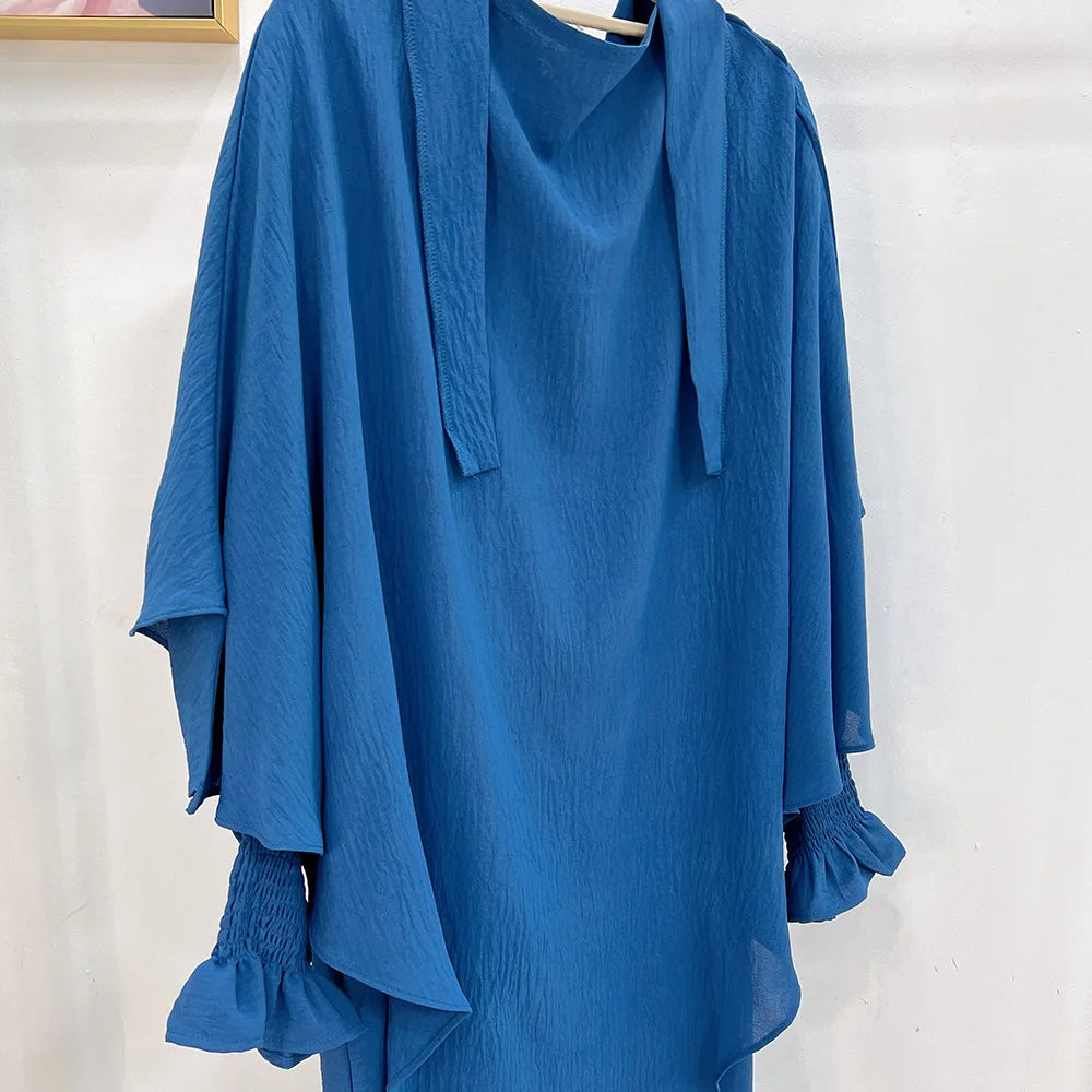 Abaya and Khimar Set Jilbab 2 Piece Ramadan Long Hijab Dress Muslim Prayer Clothes Jilbabs for Women Turkey Islam Dubai Outfit