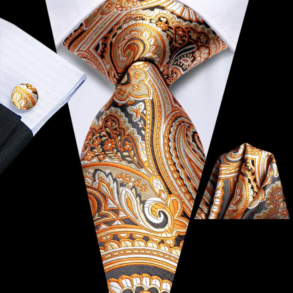 Hi-Tie Teal Green Floral Mens Fashion Necktie Handkerchief Cufflinks for Tuxedo Accessory Classic Silk Luxury Tie for Man Gift