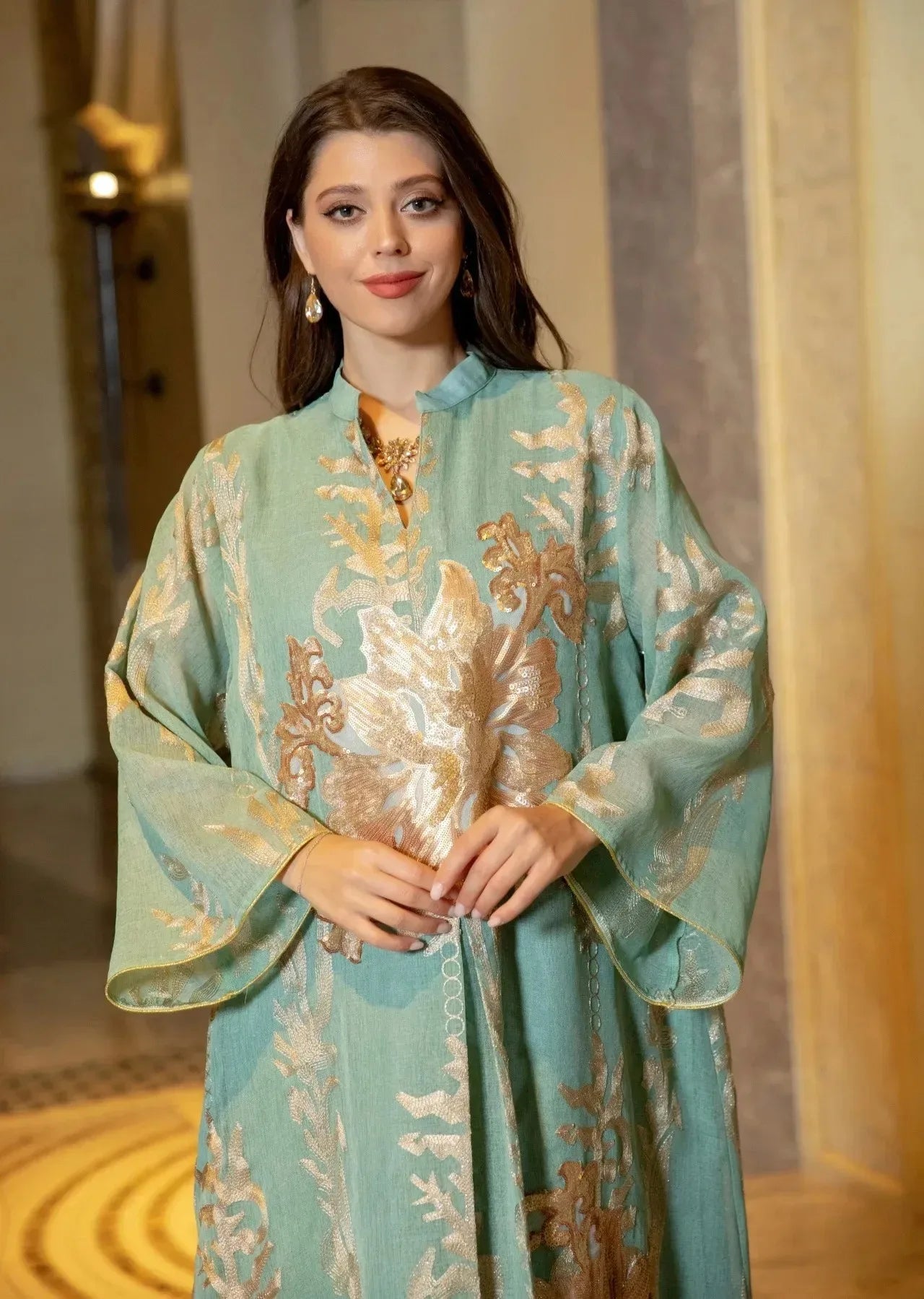 Elegant Muslim Dress Dubai Turkey Robes Islam Saudi Arabia Long Evening Dress Abaya for Women Light Luxury Party Dress Vestidos