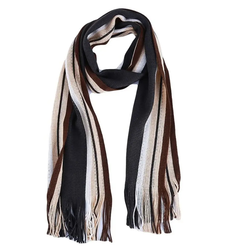Casual Cashmere Men Striped Scarf Thick Tassel Stole Winter Long Shawl Soft Neck Warm Neck Wrap new Scarf &Wrap