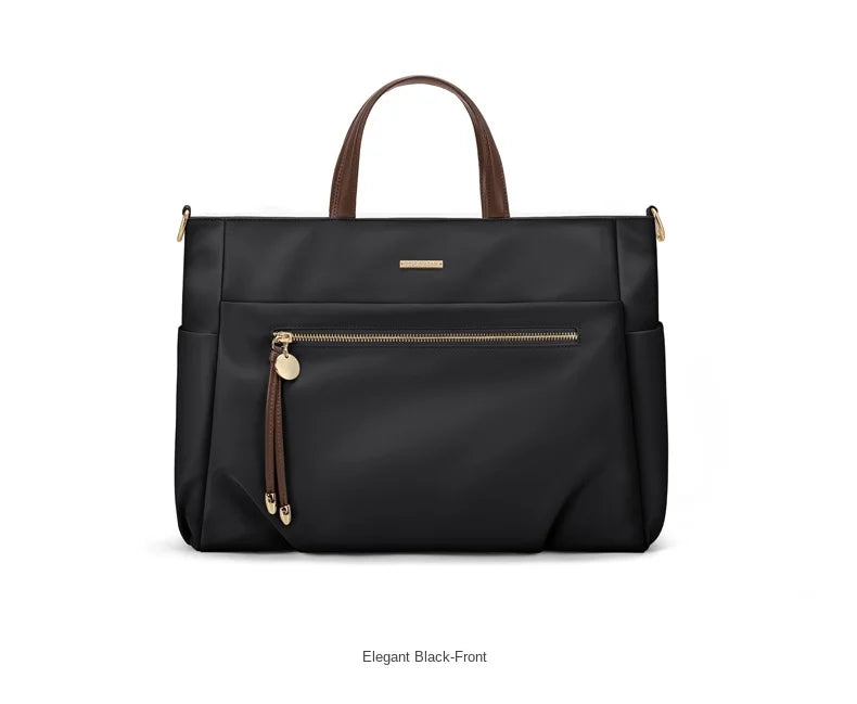 GOLF Women's Handbag Elegant Briefcase Tote Woman Business Leather Handle Nylon Lightweight 15 inch Shoulder Bag Multi Pockets