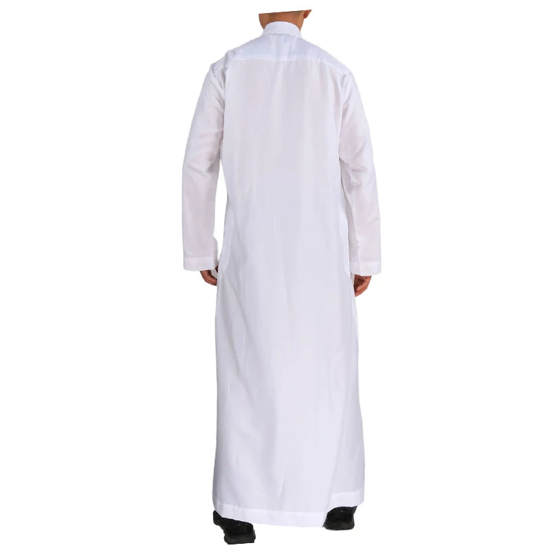 Men Casual Loose Kaftan Muslim Thobe Jubba Dishdasha Thawb Islamic Dress Abaya Arab Plain Color Robe