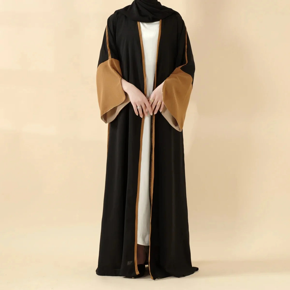 Muslim Women 2025 Elegant Black and Brown Abaya for Islamic Ladies for Daily and Festive Wear in Middle East Islamic Communities