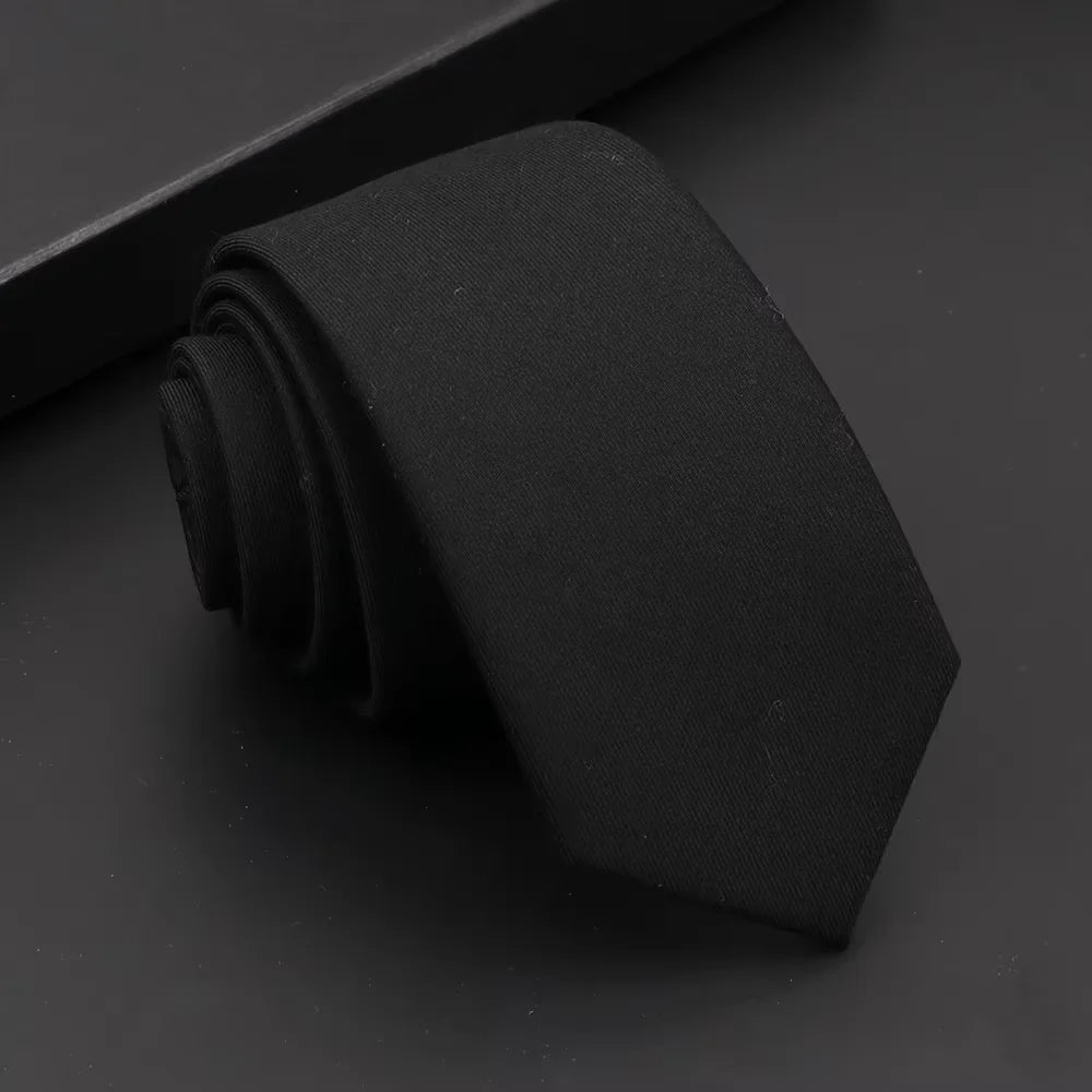 Classic Mens Solid Cotton Handmade 6cm Ties Striped Narrow Collar Slim Necktie Black Red Blue Formal Business Wedding Tie Gift