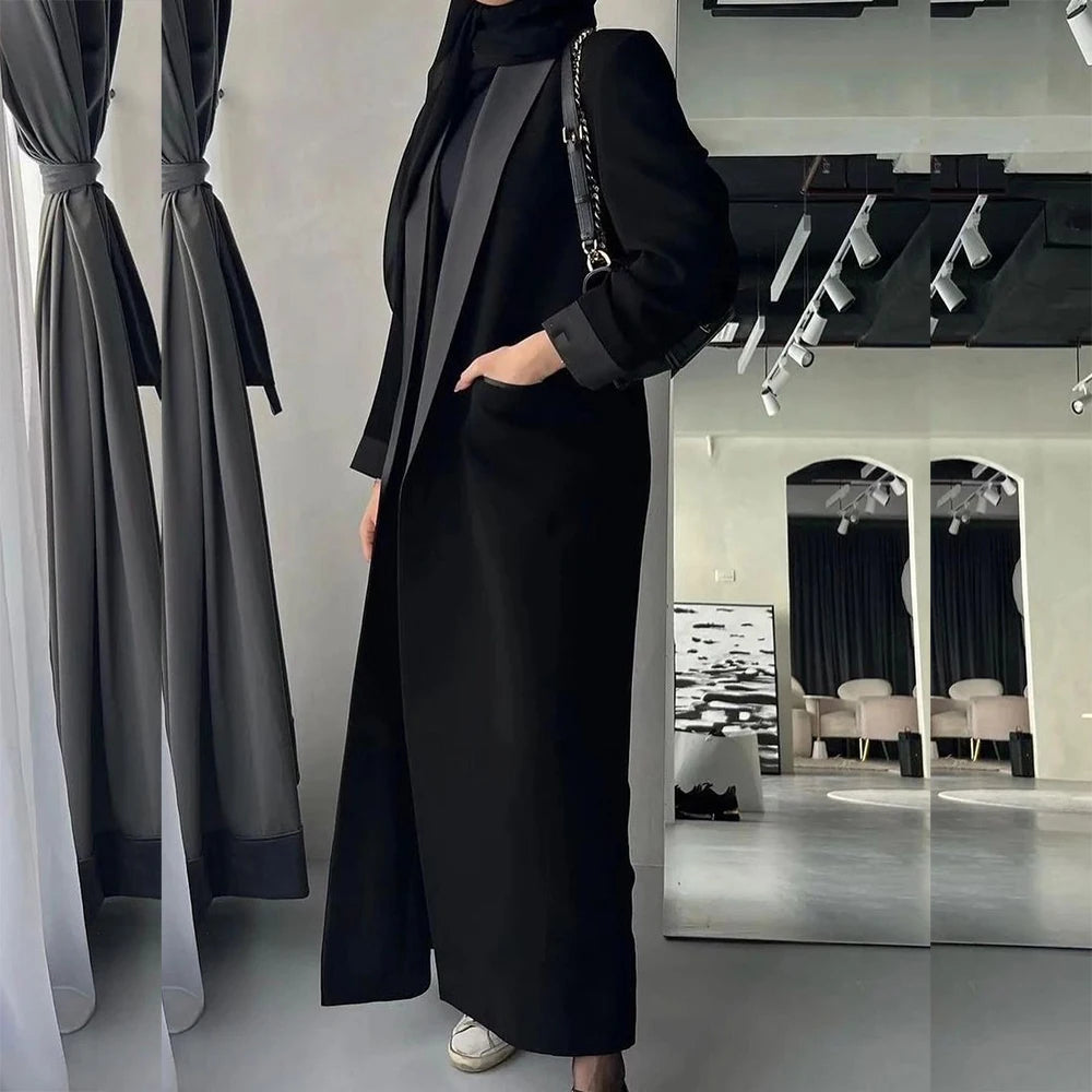 Abayas Dubai Luxury Black Shawl Lapel Long Jacket 1 Piece High Quality Female Clothing Dresses Formal Muslim Coat Outerwear 2026
