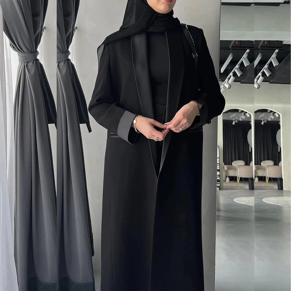 Abayas Dubai Luxury Black Shawl Lapel Long Jacket 1 Piece High Quality Female Clothing Dresses Formal Muslim Coat Outerwear 2026