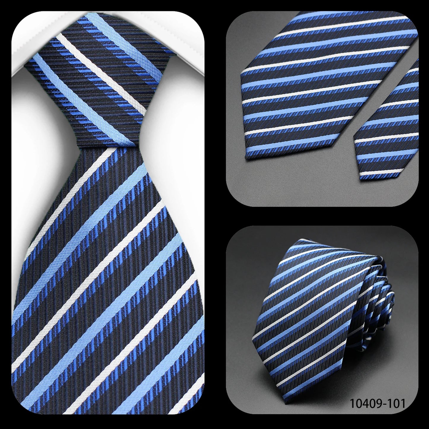 Tie Gravatas Fashion Wholesale Woven Striped Necktie Wedding Accessories Blue Man Fit Group Party Office Neck Ties