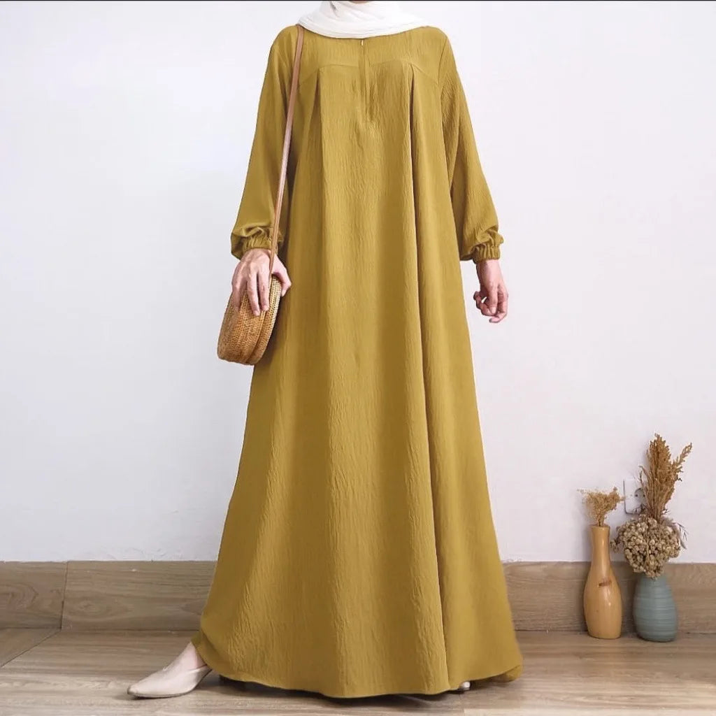 2026 Eid Muslim Dress Solid Color Abaya For Women Long Sleeve Zipper Islam Party Abayas Woman Dubai Kaftan Robe Elegant Vestidos
