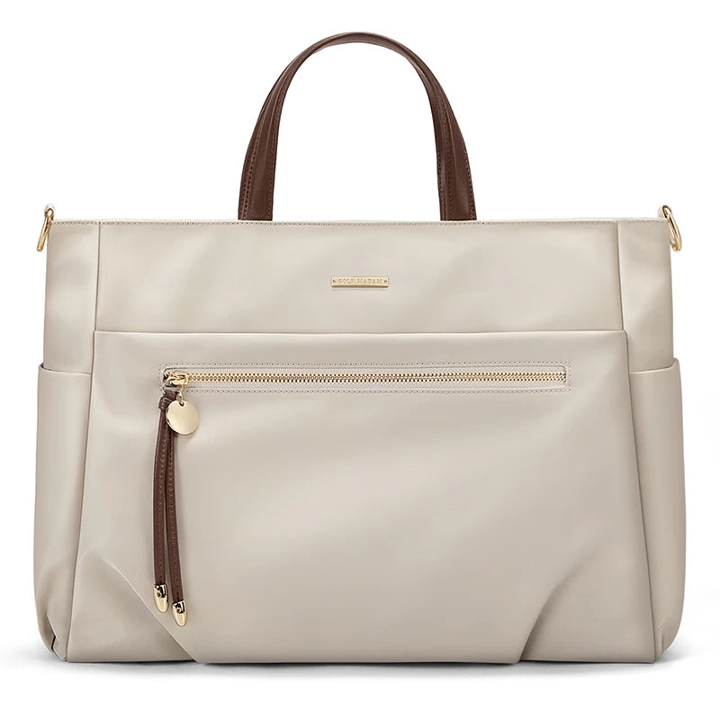 GOLF Women's Handbag Elegant Briefcase Tote Woman Business Leather Handle Nylon Lightweight 15 inch Shoulder Bag Multi Pockets