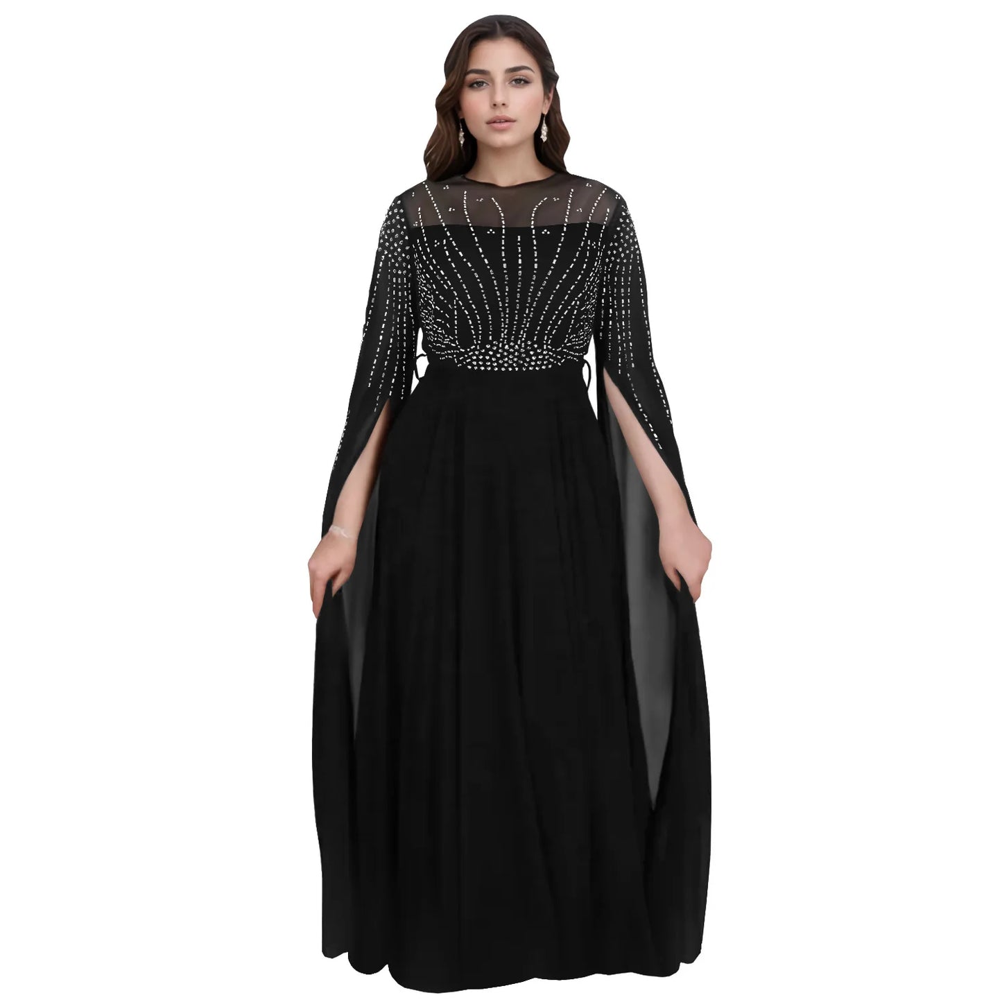 Muslim Full Dress Abayas Women Party Dresses Diamonds Lace Up Ramadan Morocco Dubai Kaftan Islam Vestidos Long Robe Jalabiya