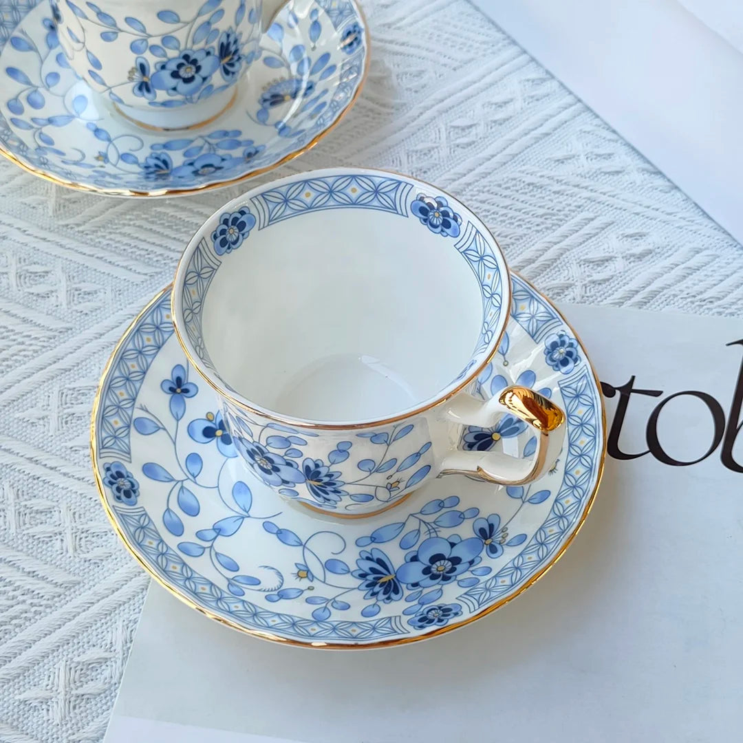 Milan Flower Ceramics Tableware Coffee Cup Plate Mug European Afternoon Tea Cup and Saucer Set Gift Box Customized Style