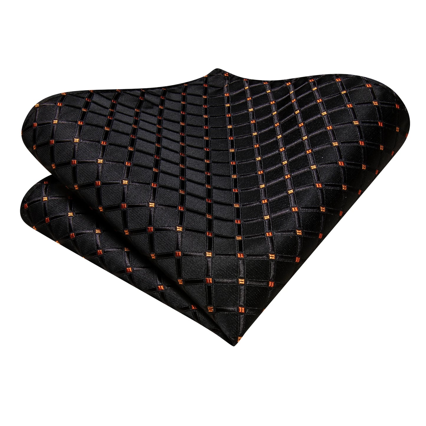 Hi-Tie Fashion 8.5cm Black Plaid Dots Men's Elegant Tie Handkerchief Cufflinks Set Wedding Party Accessories Gift for Men Gravat