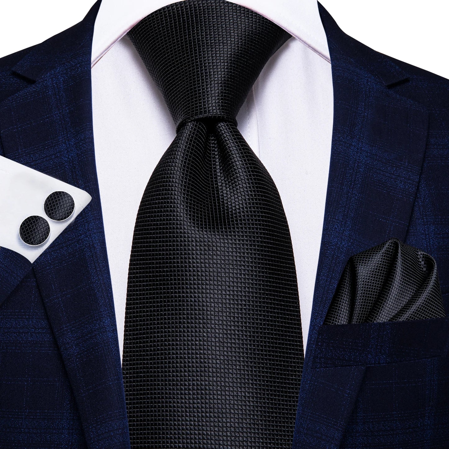 Hi-Tie Blue Business Solid Silk Men's Tie NeckTie 8.5cm Ties for Men Formal Luxury Wedding High Quality Gravata