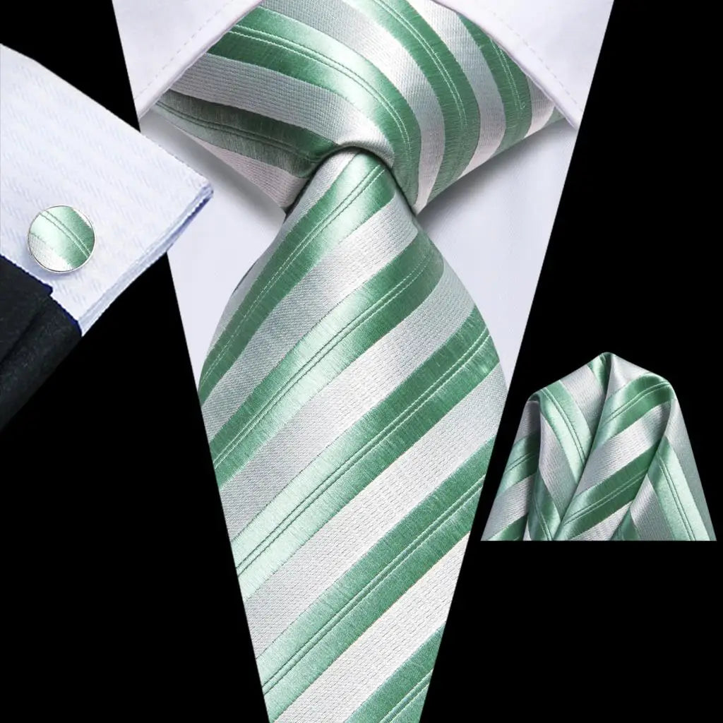 Hi-Tie Teal Green Floral Mens Fashion Necktie Handkerchief Cufflinks for Tuxedo Accessory Classic Silk Luxury Tie for Man Gift