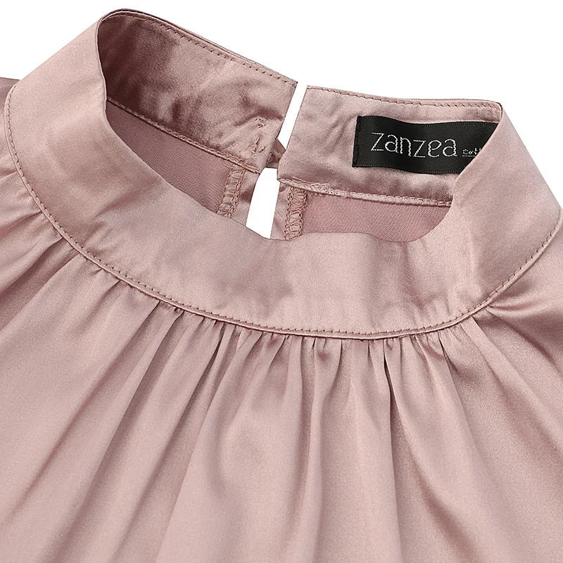 Elegant Muslim Dress Abaya Women Long Dress 2025 ZANZEA Long Sleeve Satin Party Sundress Robe Femme Turkey Hijab Vestidos Kaftan