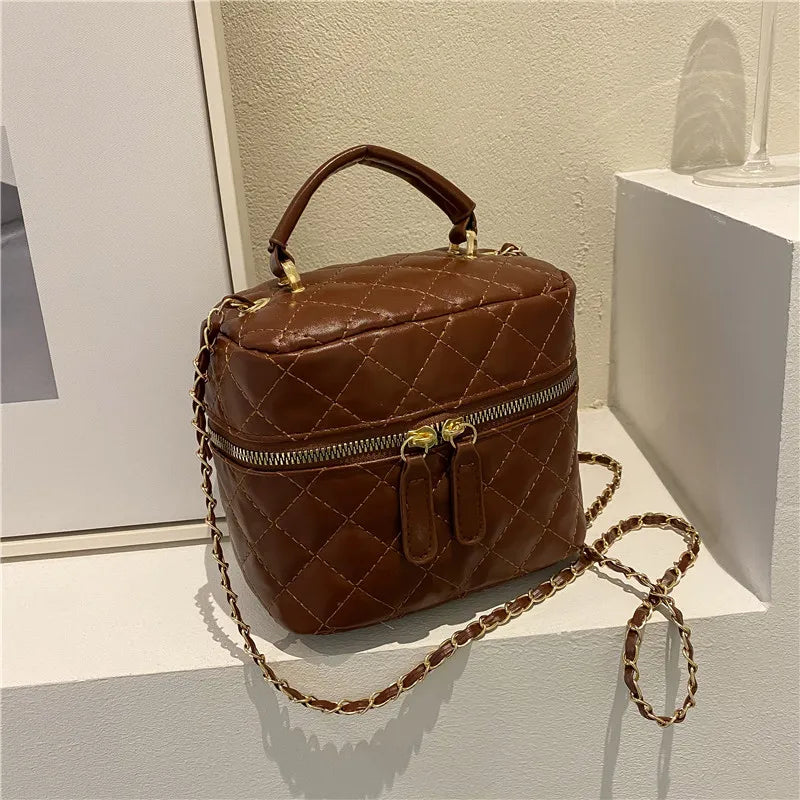 Trendy  Buet Handbag Women's Crossbody Bag Luxury Feel Small  Design Handbag Soft PU Leather Zipper Closure Casual