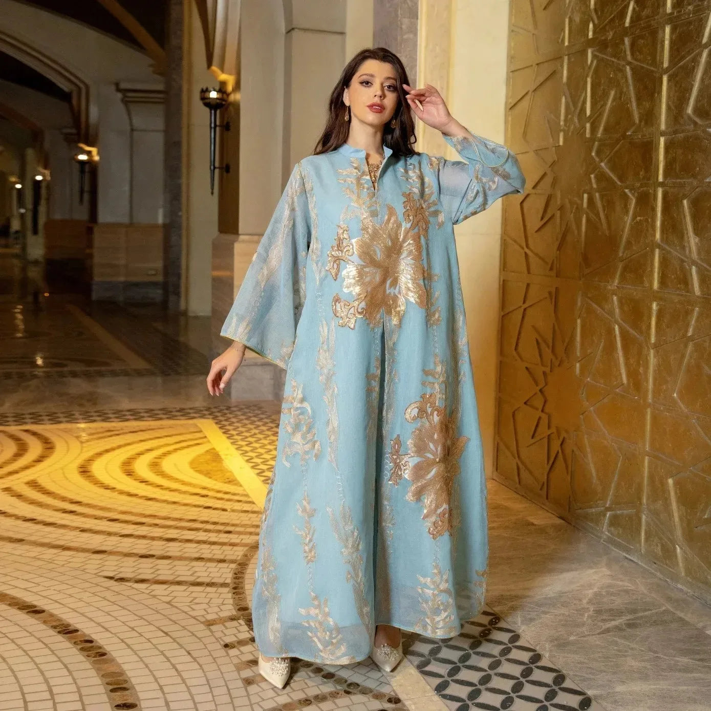 Elegant Muslim Dress Dubai Turkey Robes Islam Saudi Arabia Long Evening Dress Abaya for Women Light Luxury Party Dress Vestidos