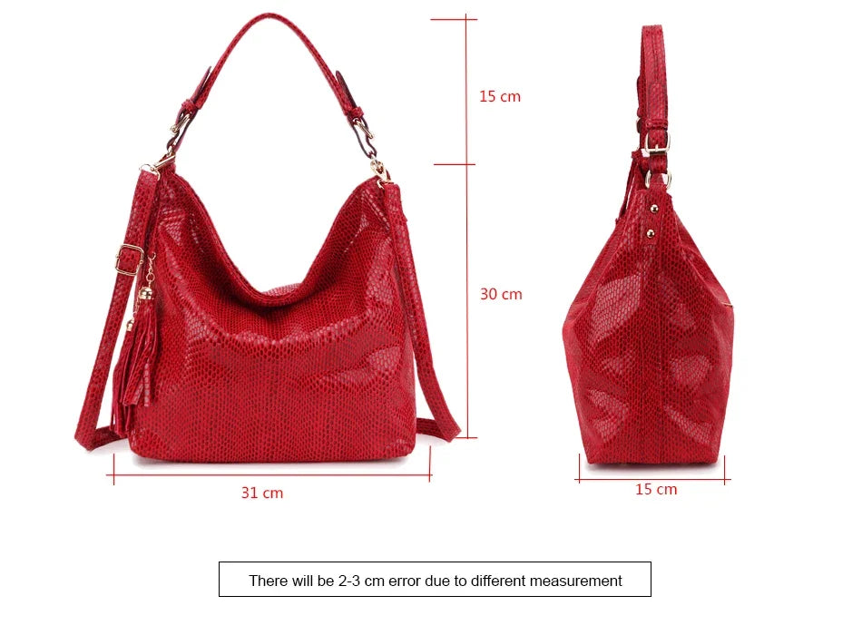 Women Shoulder Bag Girl Handbag Hobo Tassel  Big Black Ladies Hand Bag Female Casual Multifunctional Crossbody Bags for Woman