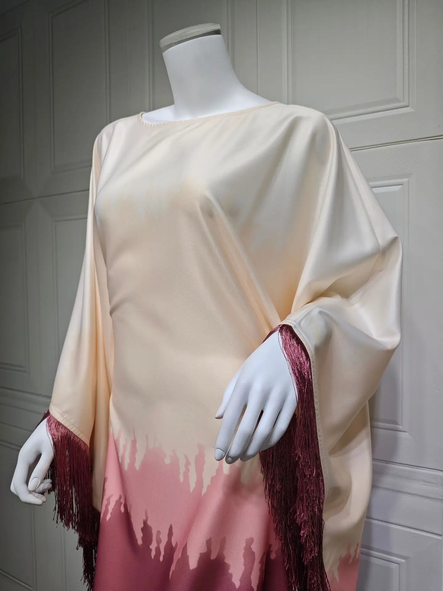 Modest Muslim Batwing Sleeve Gradient Color Tassel Kaftan Eid Al Adha Party Evening Dresses Moroccan Turkey Dubai Abaya Islam