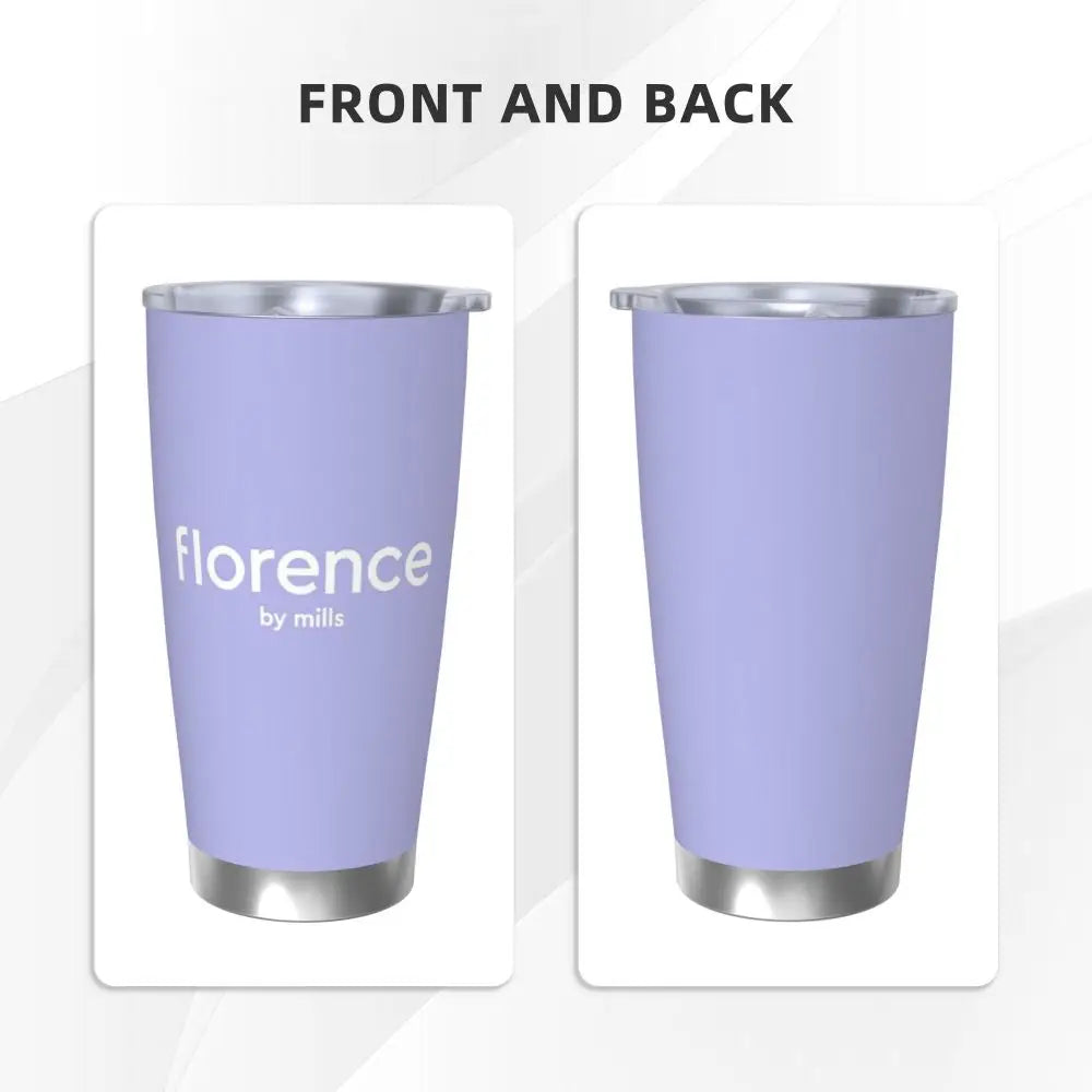 Florence By Mills Stainless Steel Tumbler Vacuum Insulated Mug Thermal Cold Cup Straw With Lid 20oz