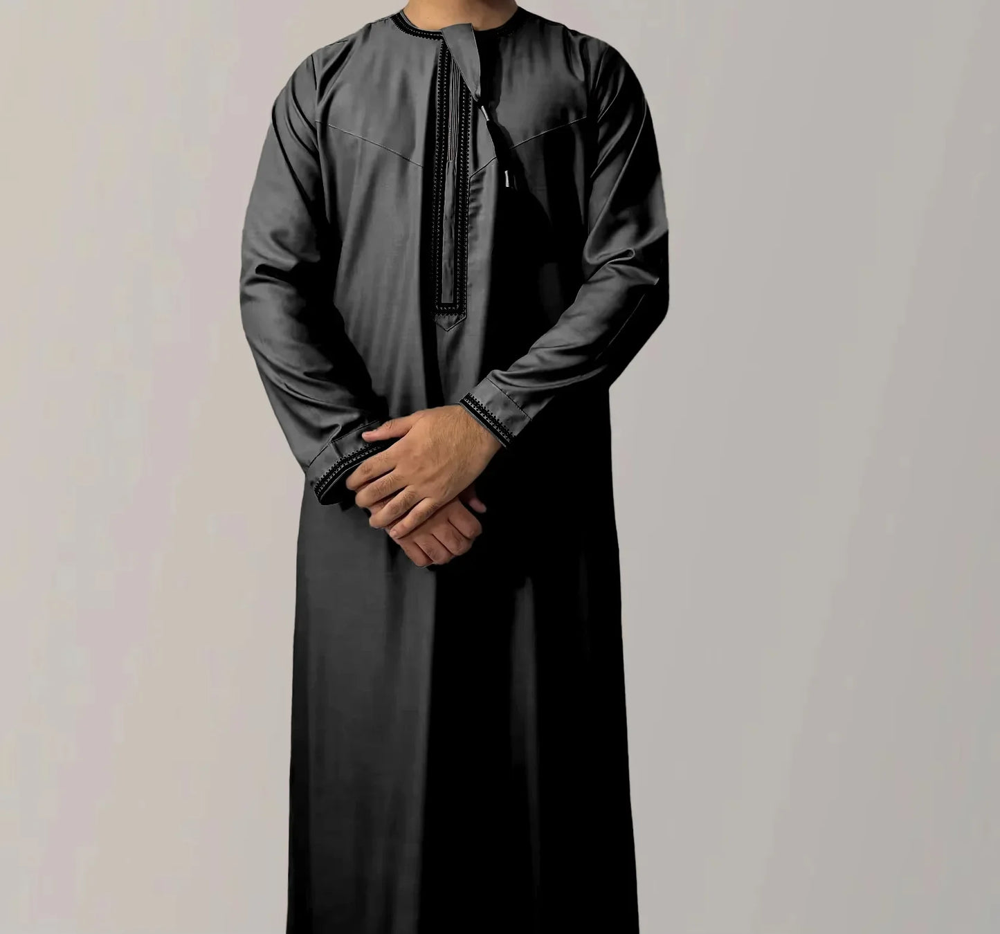 Eid Ramadan Muslim Fashion Abayas for Men Long Sleeve Dress Robes Embroidered Jubba Thobe Dubai Arab Saudi Kaftan Islam Clothing