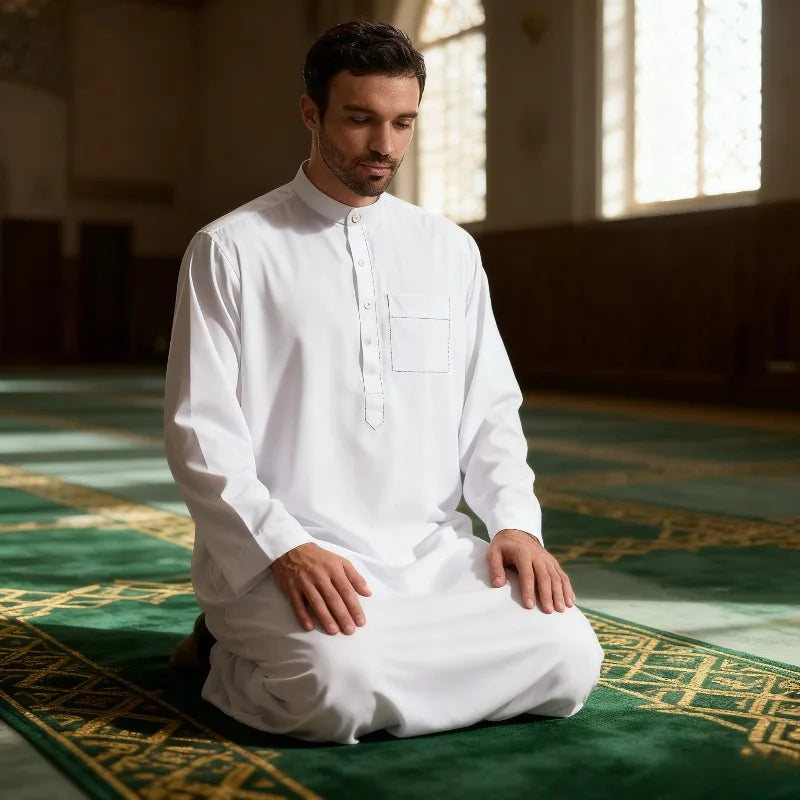 Muslim Men Jubba Thobe Zipper Kimono Robe Saudi Islamic Muslim Clothing Abaya Cafe Dubai Arab Dress Robe