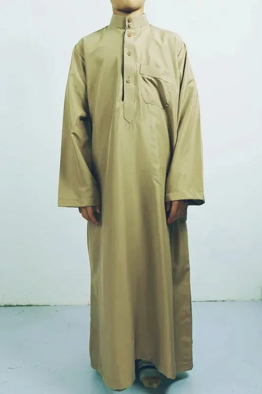 one cap for free Plain Thobe for Children (suit 95cm~155cm tall ) Jubba Soft Thawb Islamic Clothing Boy Robe