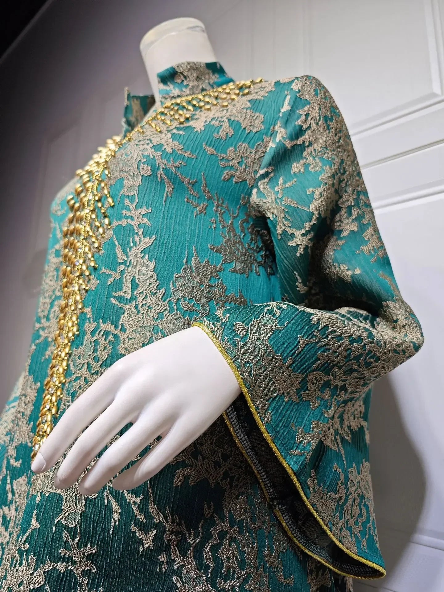 Eid Muslim Dress for Women Abaya Beading Stand Collar Jalabiya Morocco Party Dresses Abayas Kaftan Abaya Vestidos Arab Long Robe