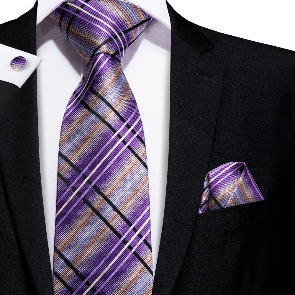 Hi-Tie Mens Ties Luxury Handmade Geometric Necktie Silk Woven Tie Set For Men Business Wedding Neck Tie Square Cufflinks