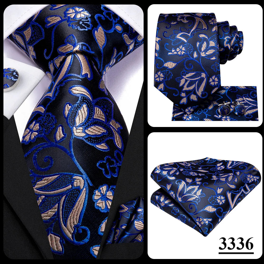 Hi-tie Design Black Solid Dot Silk Wedding Tie For Men Hanky Cufflink Gift Men Necktie Gravata Set Fashion Business Dropshipping