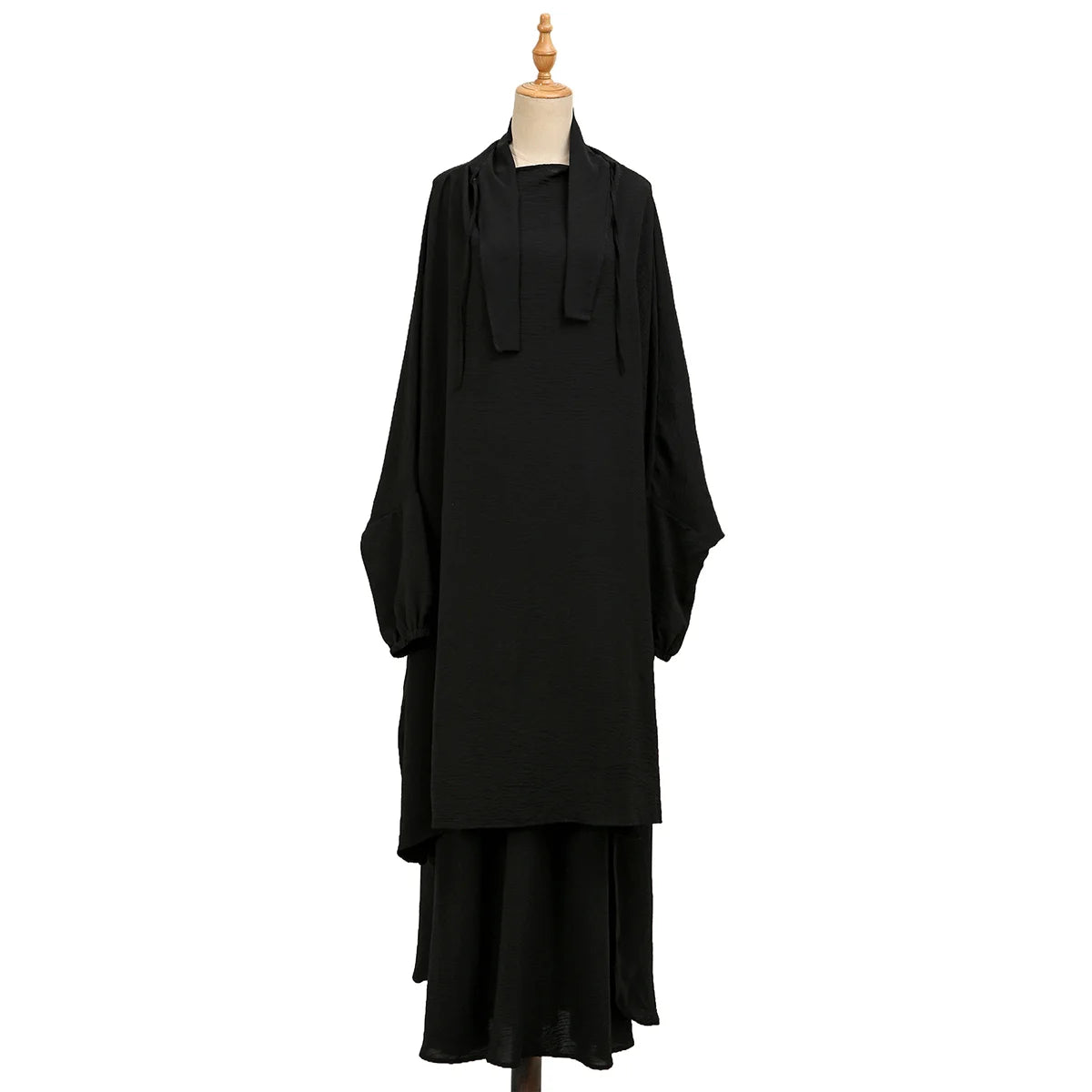 Two Piece Abaya for Woman Jilbab Prayer Set Batwing Hijab Dress Muslim Kimono Kaftan Robe Long Khimar Islam Cloth Jilbab Ramadan