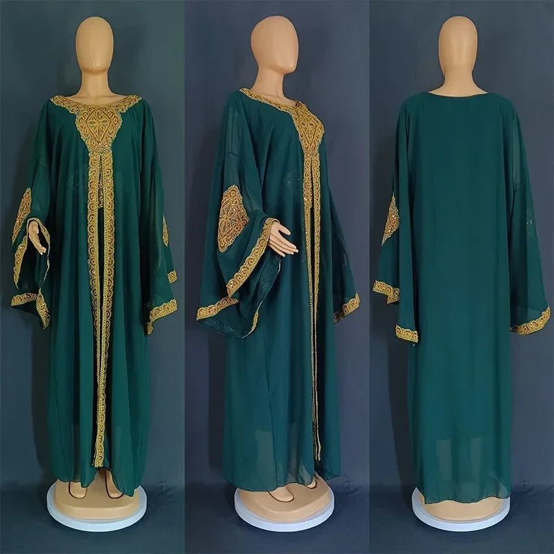 Kaftan Dubai Abaya Turkey Muslim Chiffon Maxi Dress Islam Clothing Elegant African Dresses for Women Boubou Robe Djellaba Femme