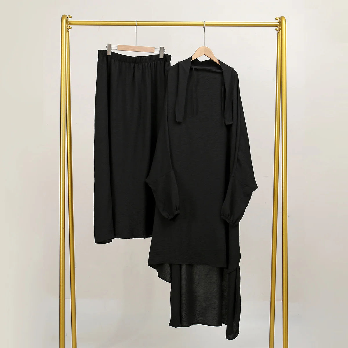 Two Piece Abaya for Woman Jilbab Prayer Set Batwing Hijab Dress Muslim Kimono Kaftan Robe Long Khimar Islam Cloth Jilbab Ramadan