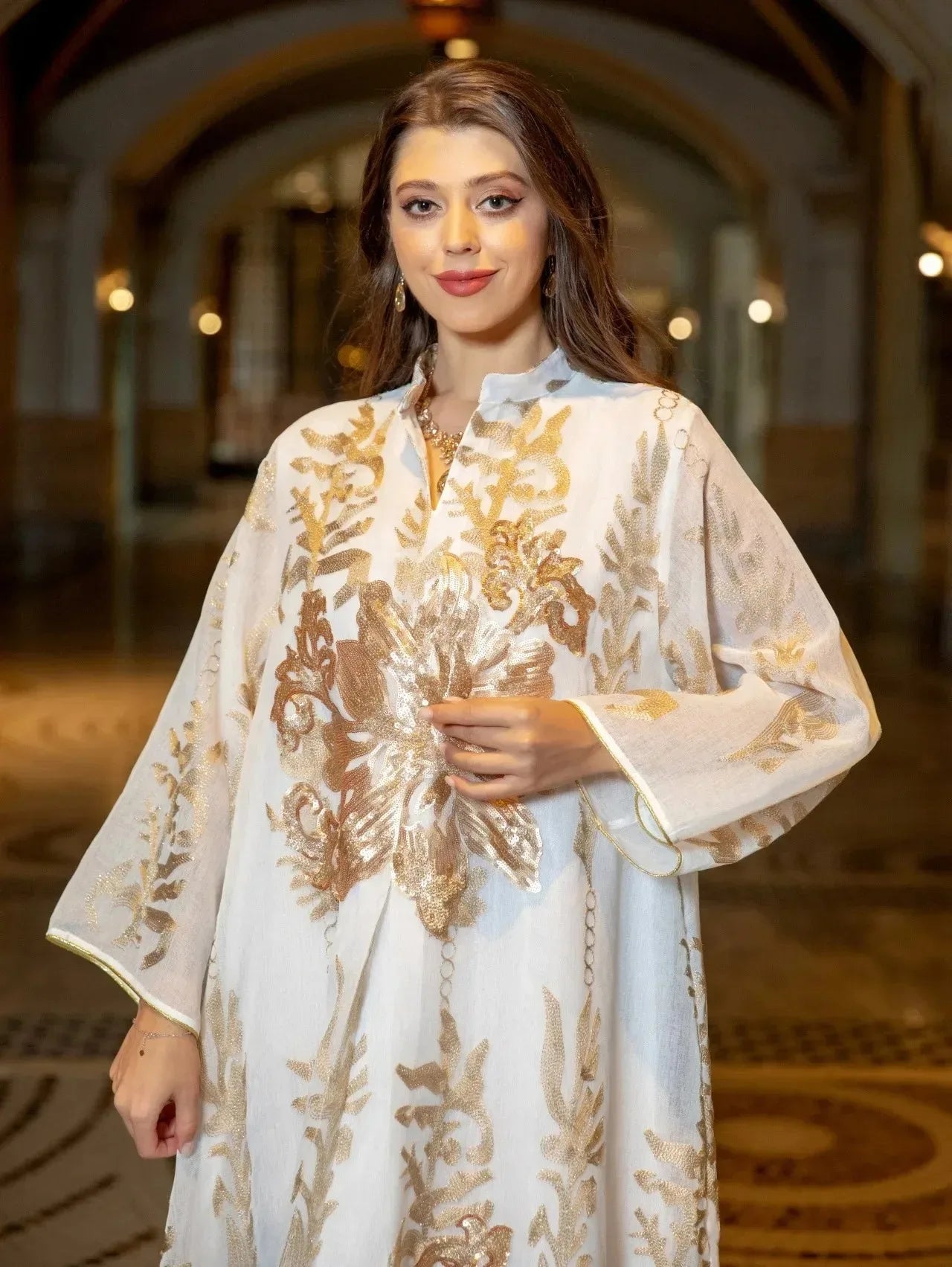 Elegant Muslim Dress Dubai Turkey Robes Islam Saudi Arabia Long Evening Dress Abaya for Women Light Luxury Party Dress Vestidos